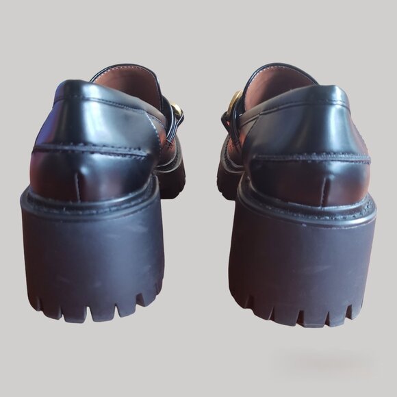 Woman's US-6 Zara Black Chunky Heeled Loafers - Picture 4 of 9